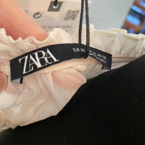 Zara woman XL cream chiffon blouse with ties and ruffles - Picture 3 of 5